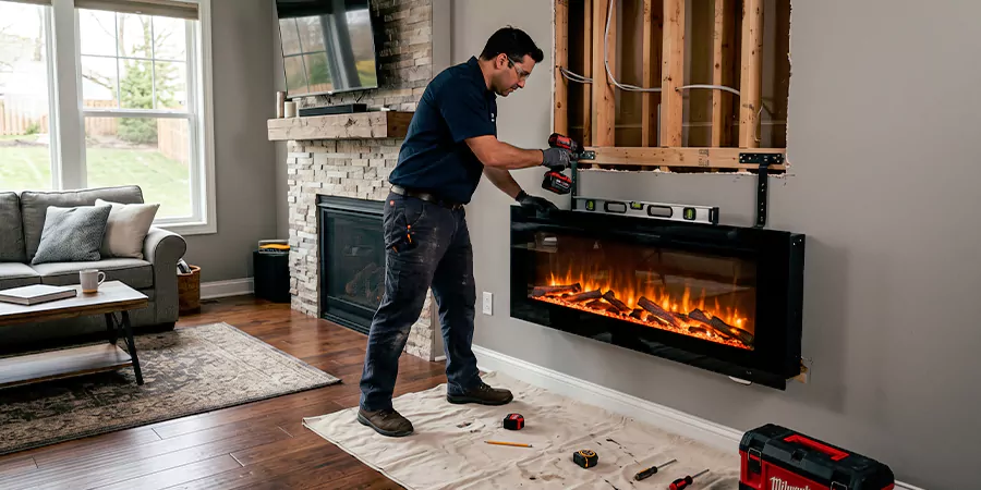Fake Fireplace and Faux Insert Installation Whittier