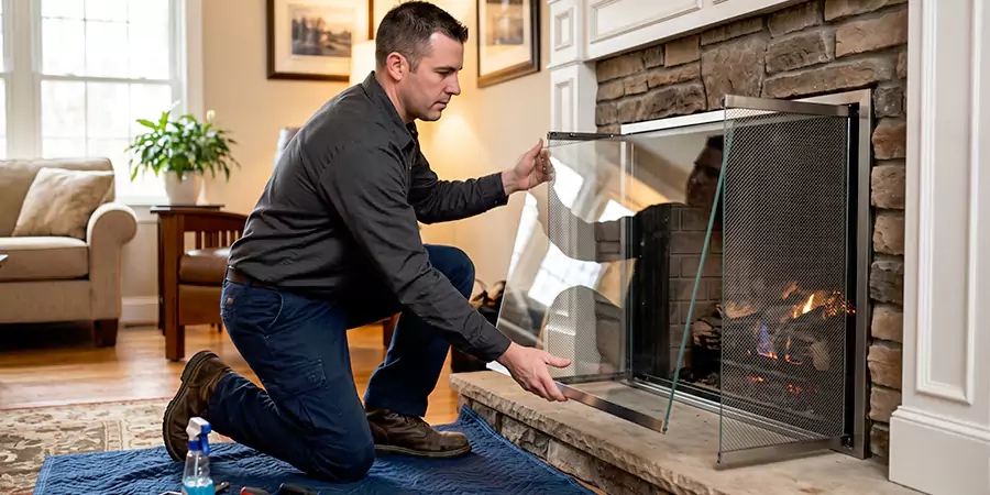Fireplace Glass Panel and Screen Installation Whittier