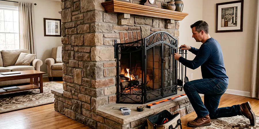 Custom and Decorative Fireplace Screen Installation Whittier