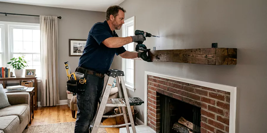 Floating Shelf Mantel Installation Whittier